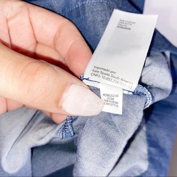 Kate Spade Blue Chambray Wrap Long Sleeve Dress - Picture 9 of 9